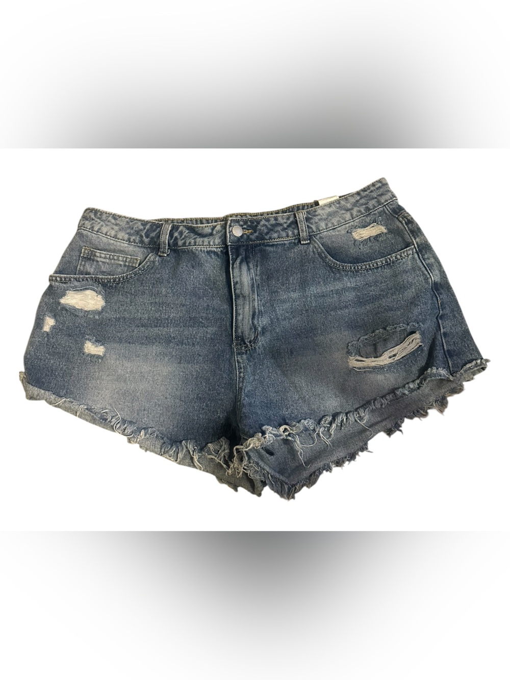 SHEIN Washed Blue Distressed Denim Shorts